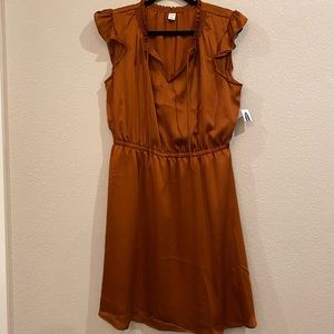 Old Navy cap sleeve copper cinched waist dress L